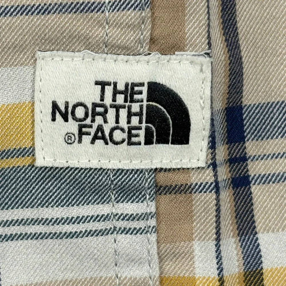 The North Face Short Sleeve Hiking Shirt Mens Size S Yellow Plaid Button‎ Up